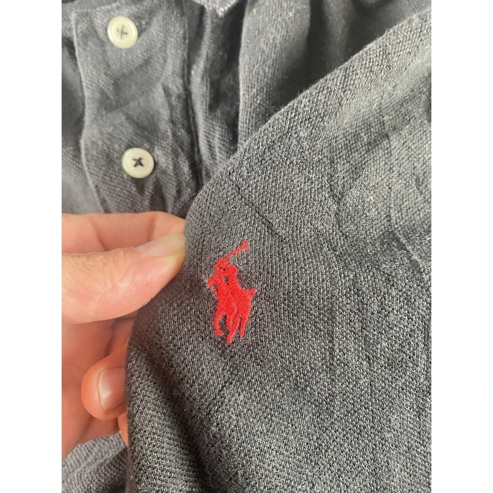 Polo Ralph Lauren Solid Black Polo Shirt Men L Red Pony Cotton Prep Relaxed Fit